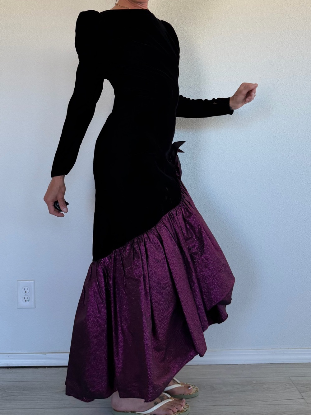 Vintage Black and Purple Velvet Mermaid Prom Dress